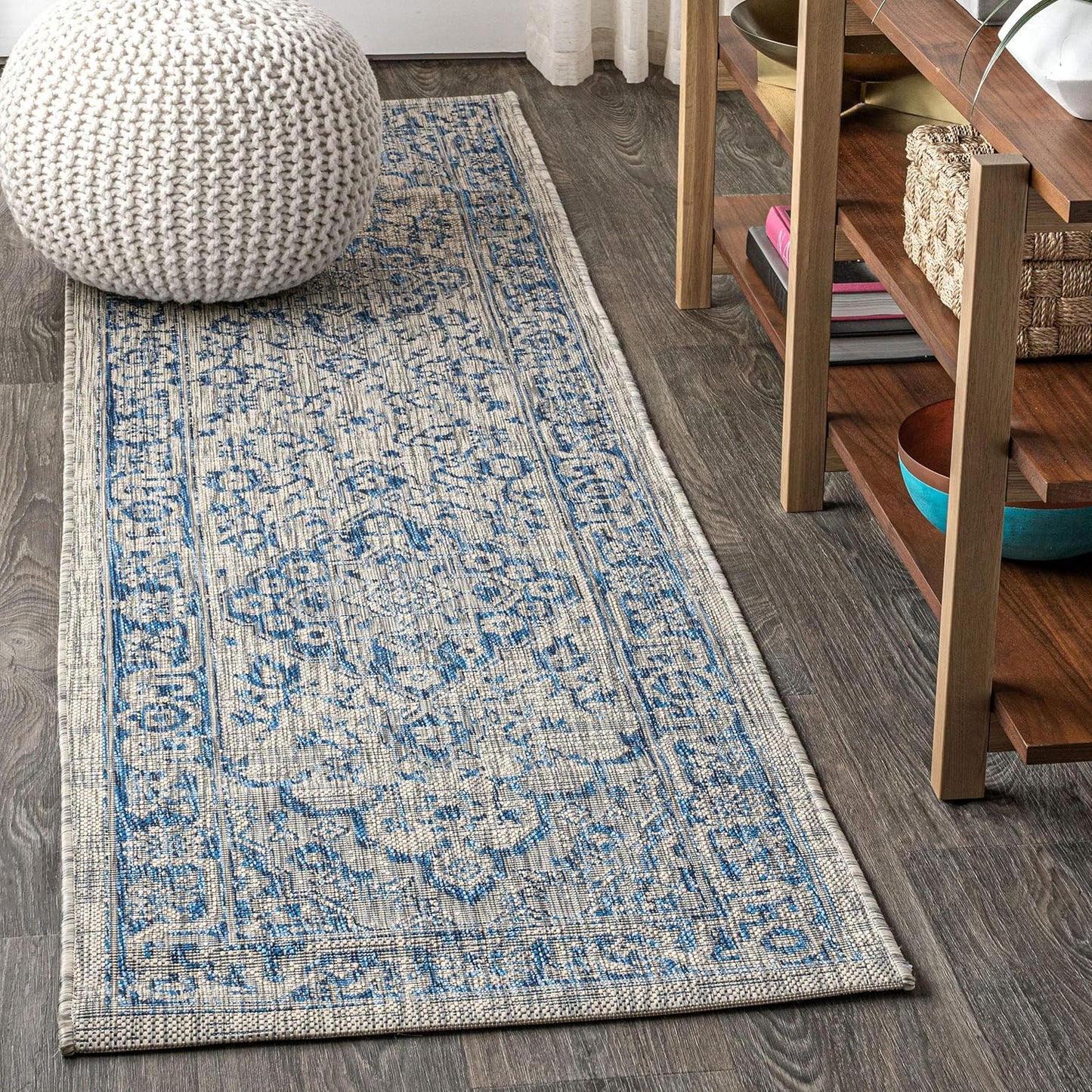 Boho Medallion Indoor Outdoor Runner Rug for High Traffic Areas