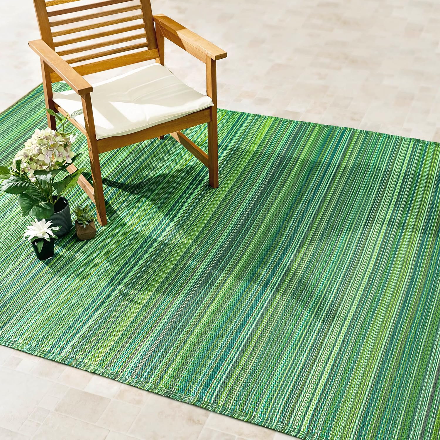 Fab Habitat Striped Outdoor Rug - Waterproof and Reversible Design