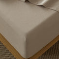 Twin Mocha Brown Fitted Sheet - 100% Washed Cotton, Deep 17in Pocket
