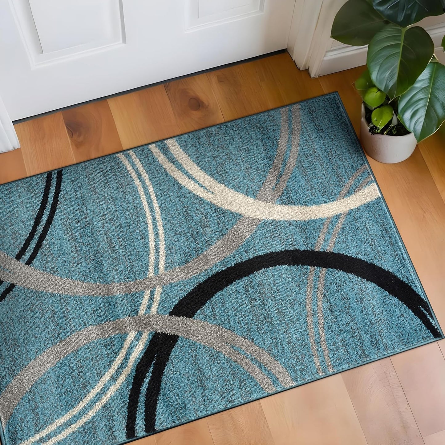 Rugshop Modern Wavy Circles Design Accent Rug for Any Space