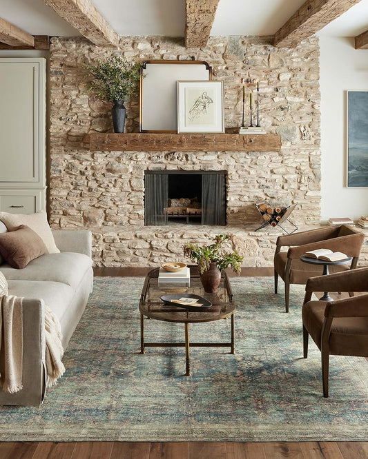 Loloi Magnolia Home Banks Collection Area Rug in Ocean/Spice