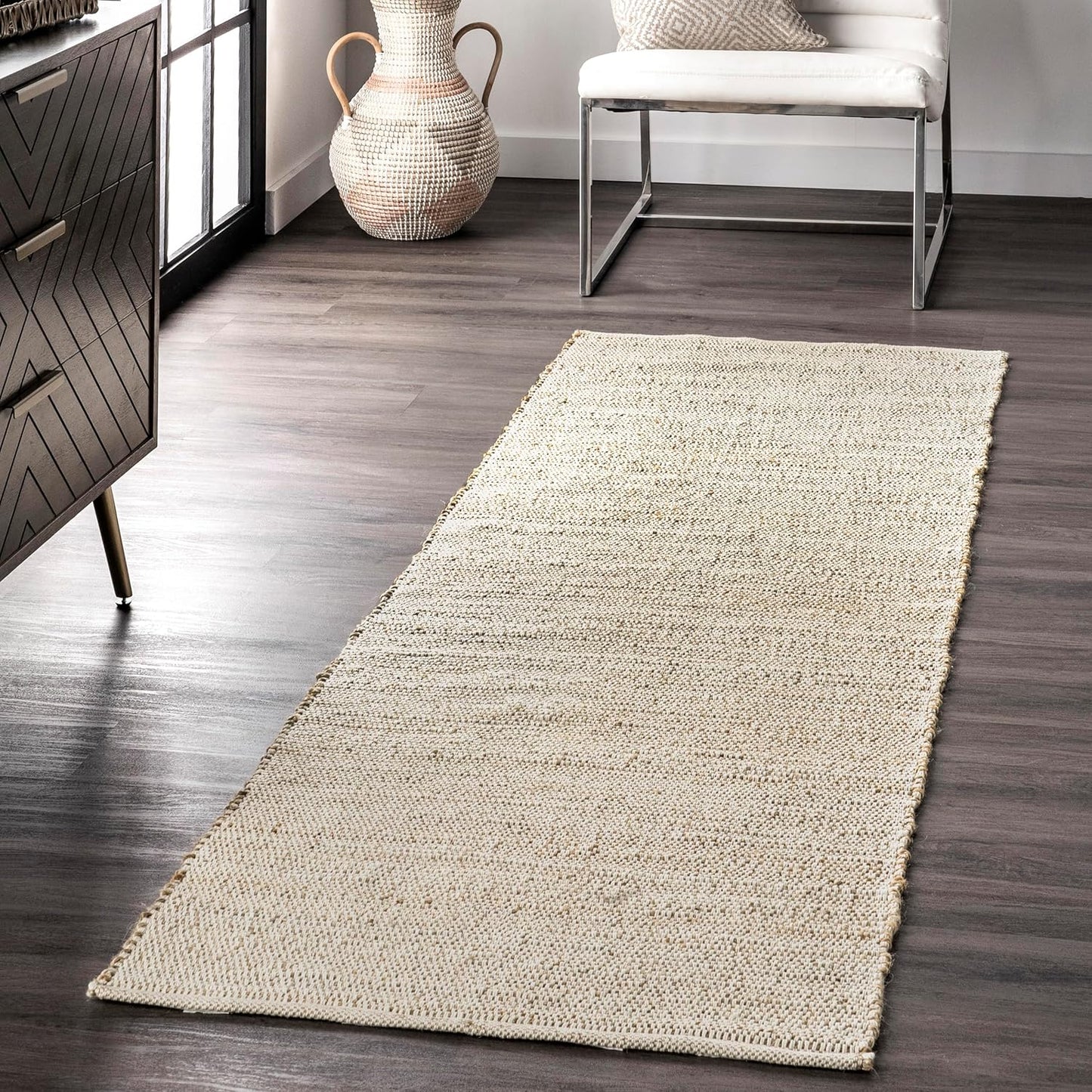 nuLOOM 2ft 6in x 10ft Elfriede Jute & Cotton Area Rug for Home