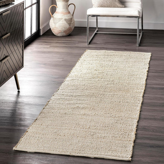 nuLOOM 2ft 6in x 10ft Elfriede Jute & Cotton Area Rug for Home