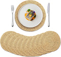 Woven Placemats - 13in Boho Round Rattan Placemats Set of 10