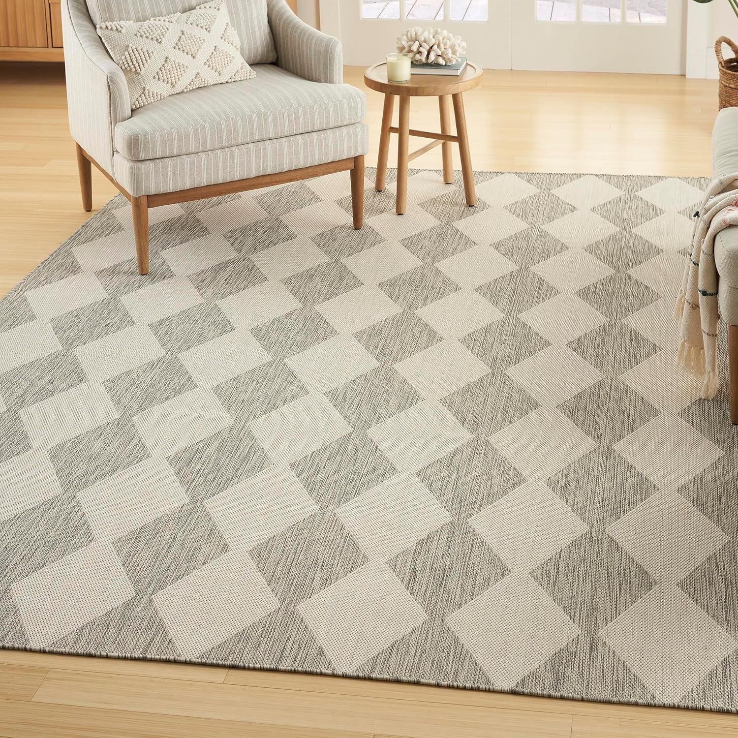 Nourison Home Positano Indoor/Outdoor Light Grey Area Rug 5ft x 7ft