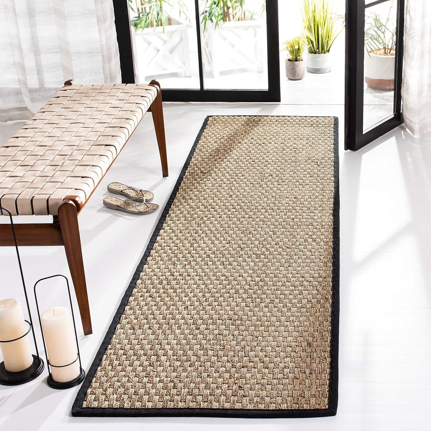Natural Fiber Collection Runner Rug - Seagrass Basketweave Design