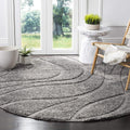 SAFAVIEH Florida Shag Area Rug 4 ft Round - Plush Grey Comfort