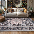Living Room Rugs 5x7 Washable Boho Area Rug - Low Pile Vintage Look