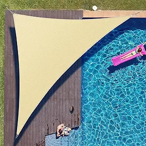 ColourTree 14ft x 14ft x 19.8ft Beige Right Triangle Sun Shade Sail