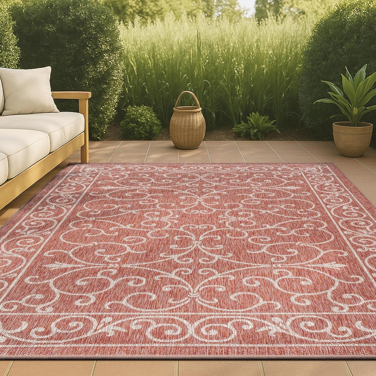 JONATHAN Y Vintage Filigree Indoor Outdoor Area Rug for Your Space