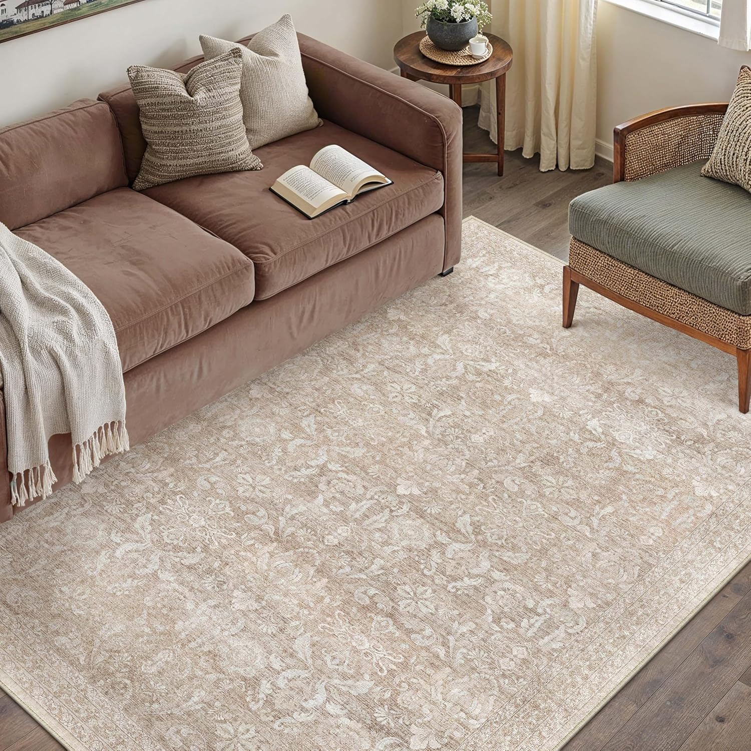 4x6 Area Rug Washable Vintage Carpet for Indoor Spaces