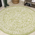 Boho Medallion Indoor Outdoor Round Area Rug 5 Ft Green Cream