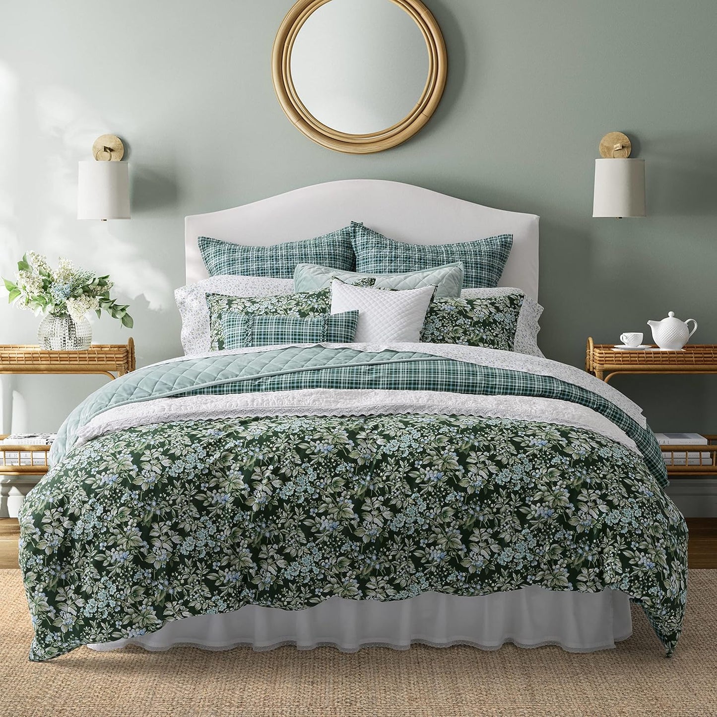 Laura Ashley Queen Comforter Set with Matching Shams & Pillows