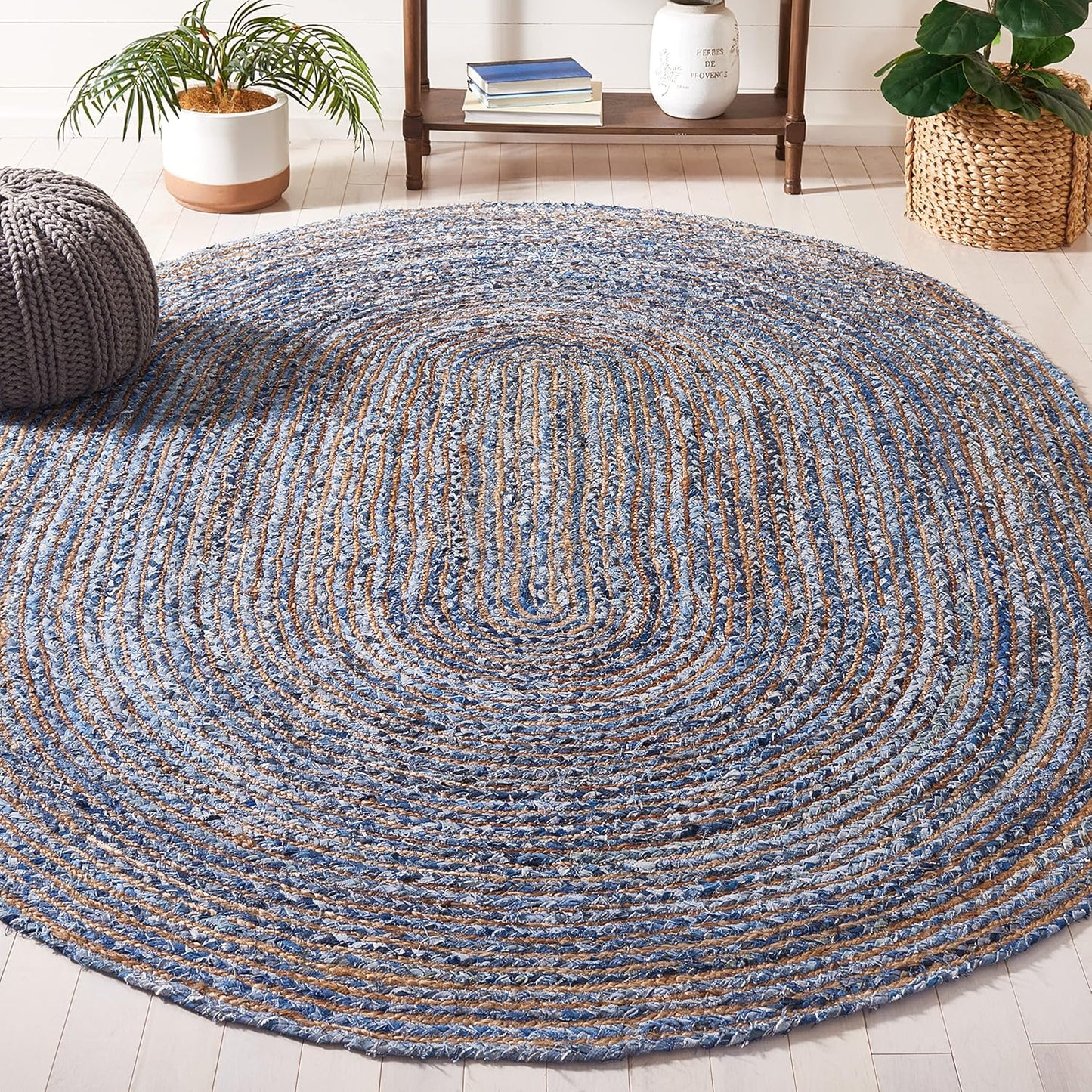 Handmade Jute & Cotton Area Rug 6x9 Oval - Cape Cod Style
