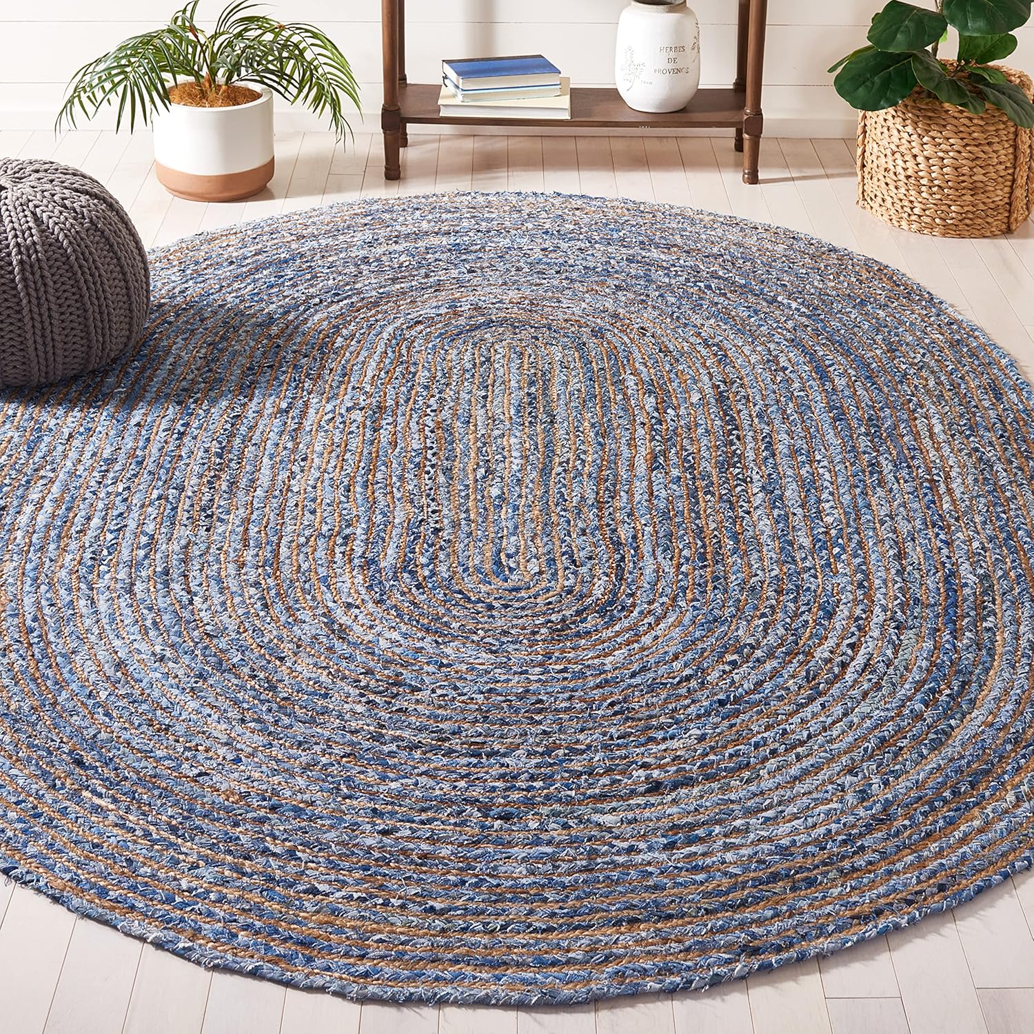 Handmade Jute & Cotton Area Rug 6x9 Oval - Cape Cod Style
