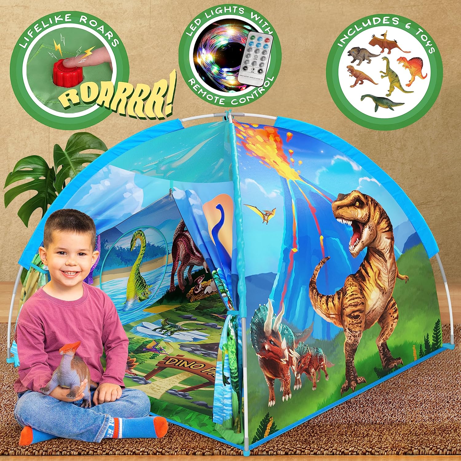 Dino Paradise Dome - Roar Button, LED Lights