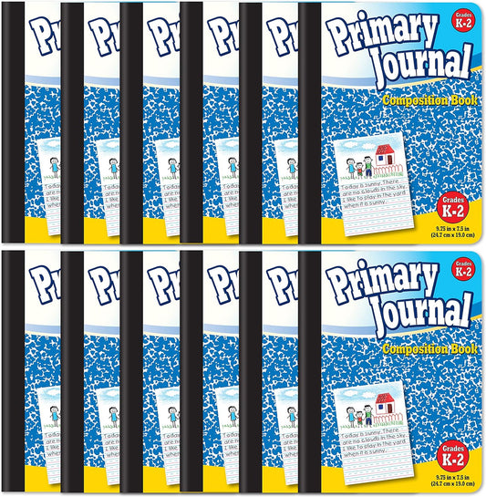 Primary Composition Notebook 12-Pack - Grades K-2, Blue Hardcover