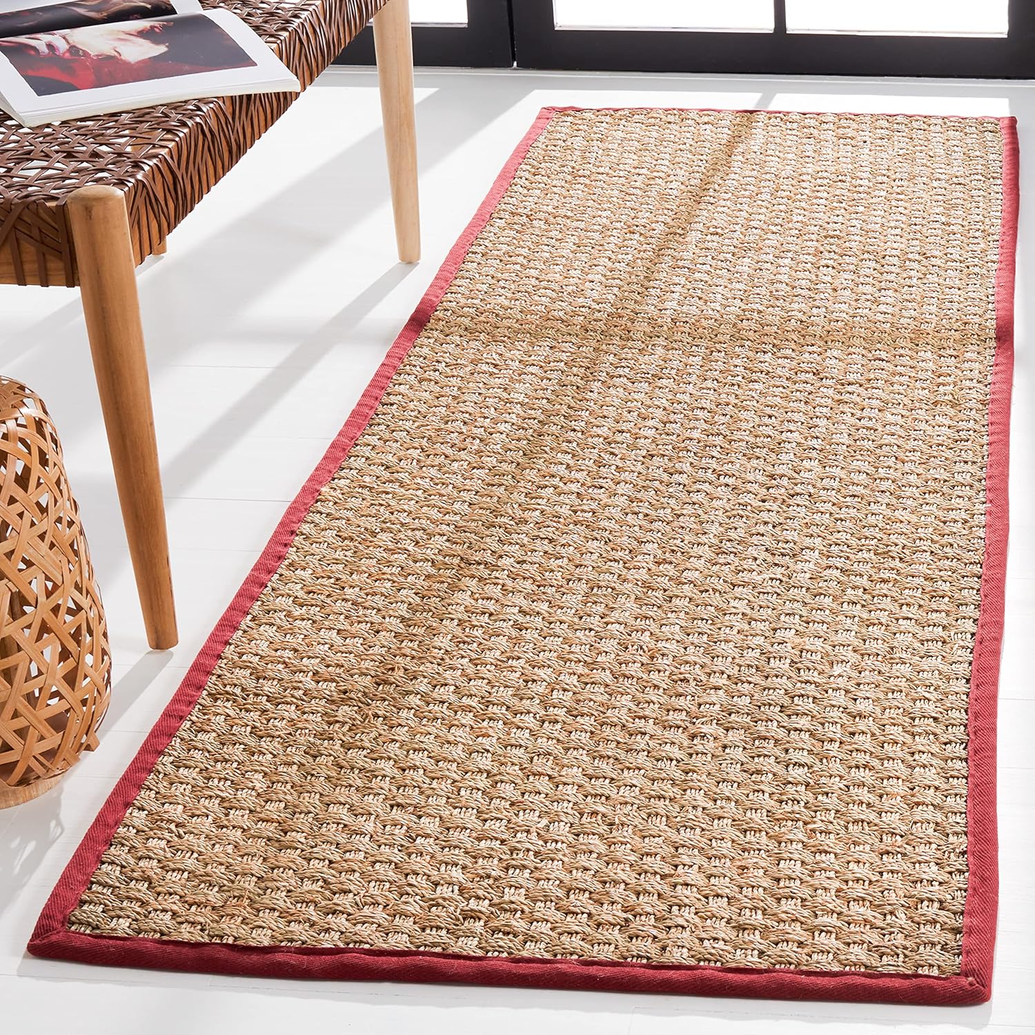 Natural Fiber Runner Rug - 2ft 6in x 8ft Seagrass Basketweave