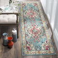 Monaco Collection Runner Rug 2ft 2in x 22ft - Light Blue & Fuchsia