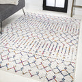 Boho Vintage Diamond Cream/Multi Area Rug 4x6 ft - Pet Friendly