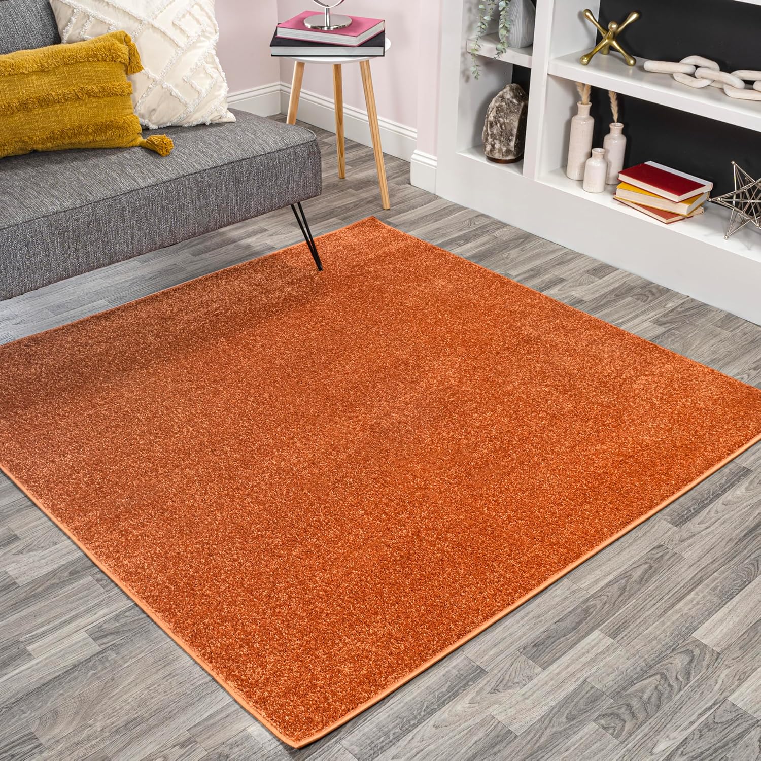 Haze Solid Low-Pile Orange 5x5 Square Indoor Area Rug Review