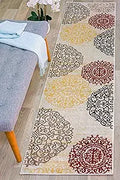 Contemporary Modern Floral Cream 2 ft x 7 ft2 Rug Runner - Soft Pile