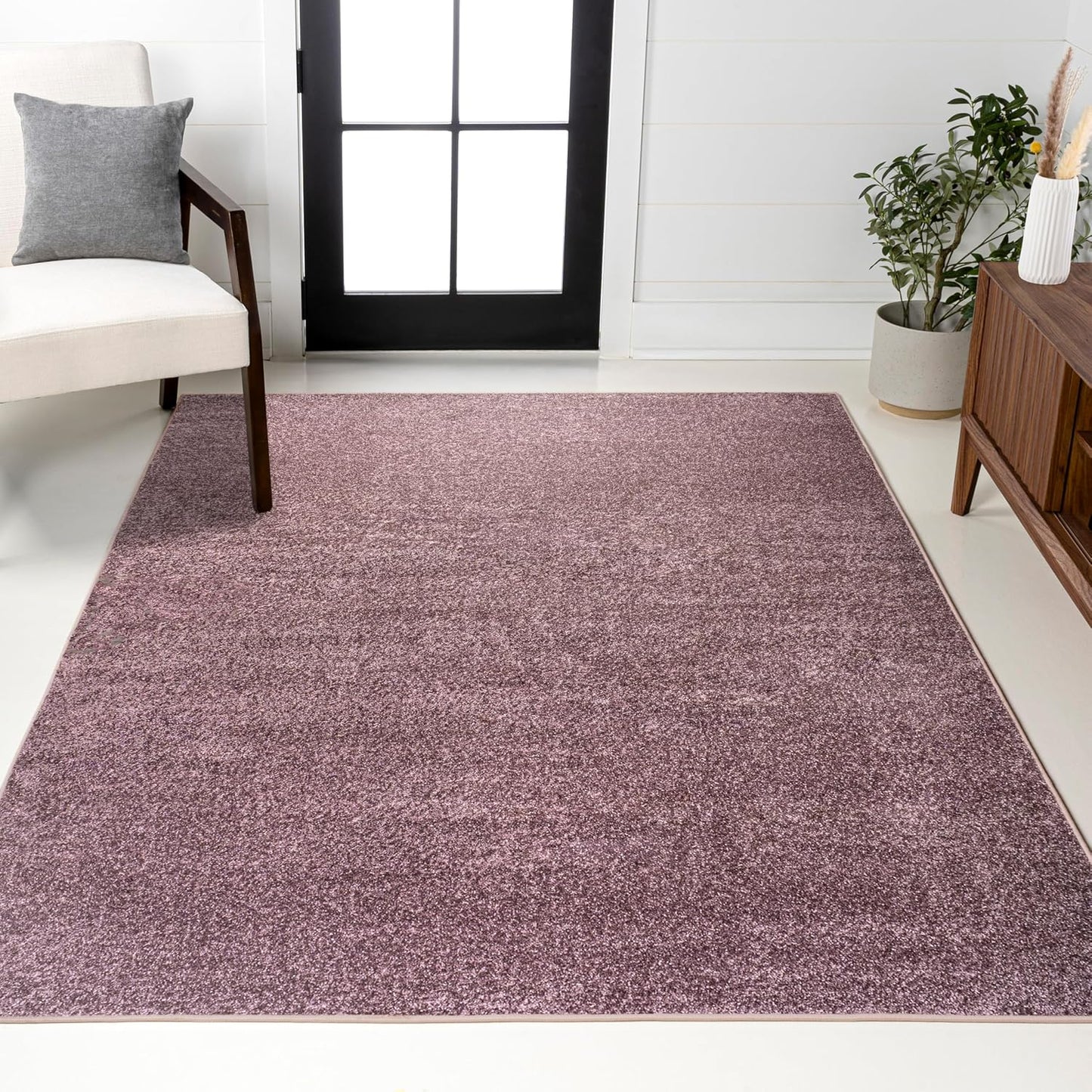 Haze Solid Low-Pile Light Purple Indoor Area Rug 12x15 for Home