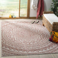 Courtyard 4 ft x 4 ft Light Beige/Terracotta Outdoor Rug - Durable