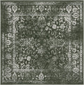 Adirondack Area Rug 6 ft Square - Durable Dark Green Oriental