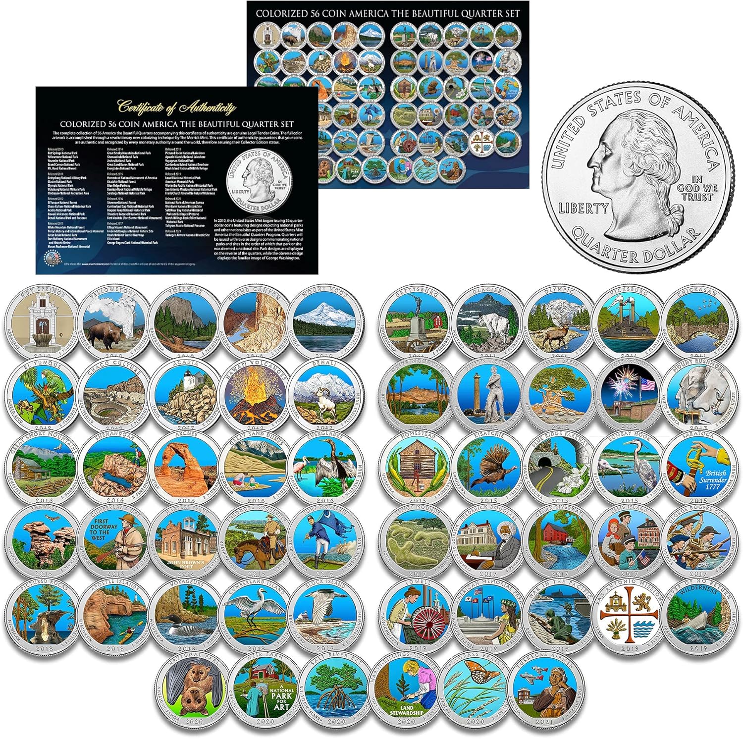 America The Beautiful Quarters Complete 56-Coin Set 2010-2021