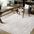Gray Area Rug 4x5 Office Entryway Rug Machine Washable - Vintage Look