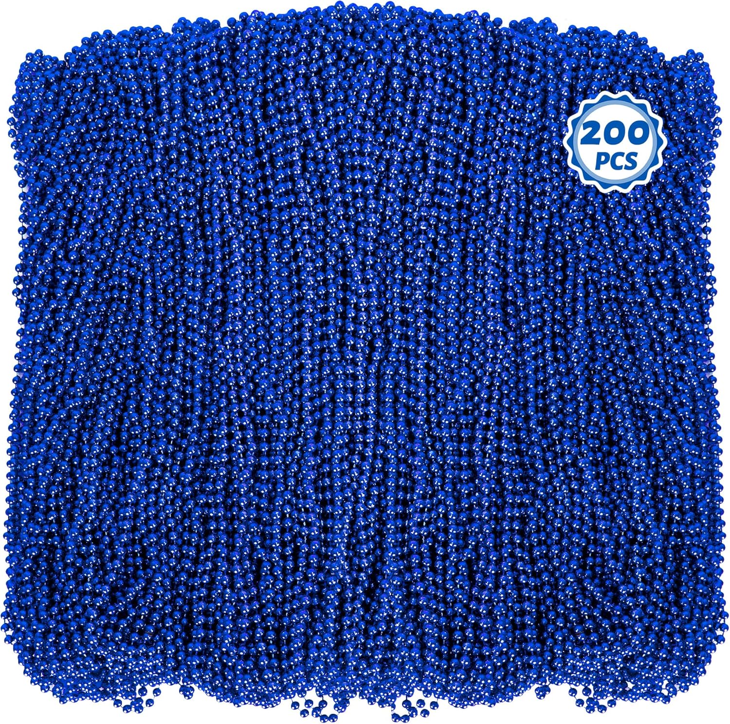 200 PCS Mardi Gras Beads - Vibrant Blue Bead Necklaces for Parties