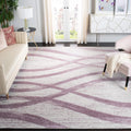9 ft x 12 ft Cream & Purple Area Rug - Modern Wave Distressed