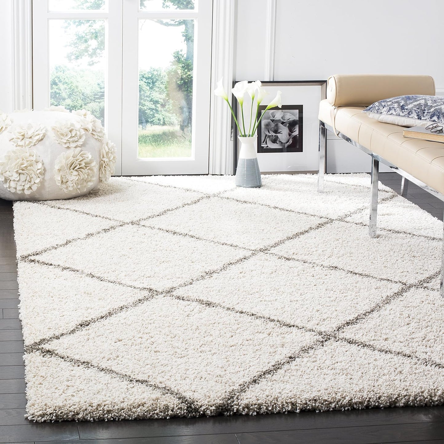 SAFAVIEH Hudson Shag Collection Area Rug - Modern Trellis Design