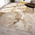 Marble Swirl Abstract Area Rug Beige 8x10 - Soft Medium Pile