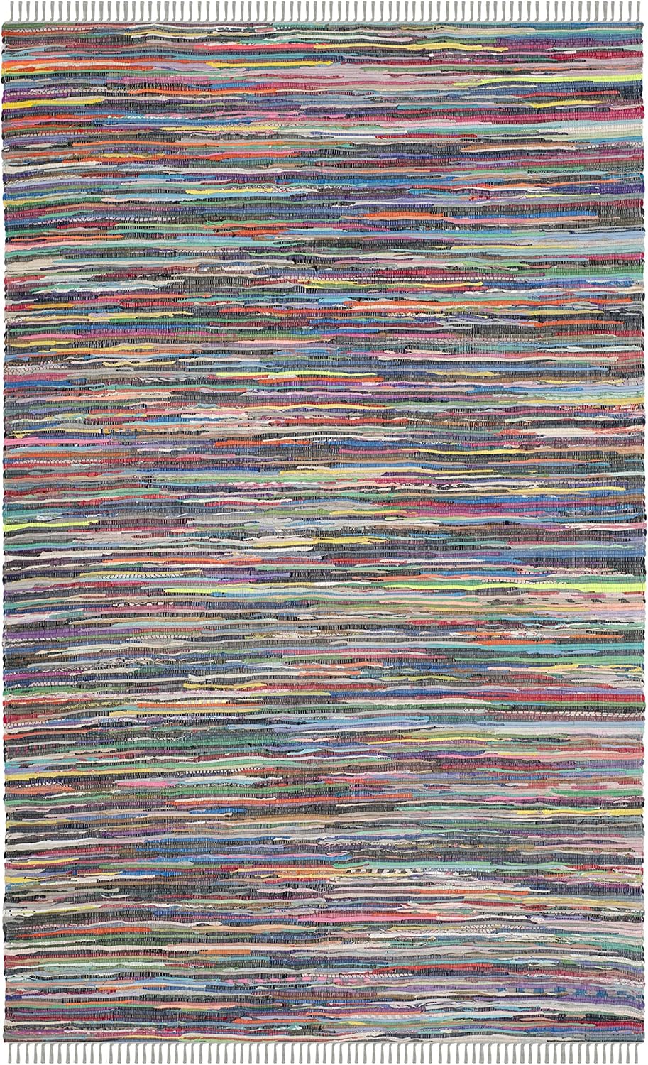 Handmade Boho Stripe Cotton Area Rug - 6ft x 9ft for Living Room