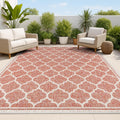 Moroccan Trellis Indoor Outdoor Area Rug 4x6 - Durable Rust/Beige