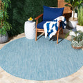 Courtyard 4 ft Round Aqua/Grey Outdoor Rug - Durable Waterproof Mat