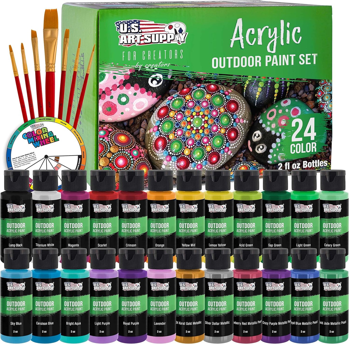 Professional 24 Color Outdoor Acrylic Paint Set for Artists