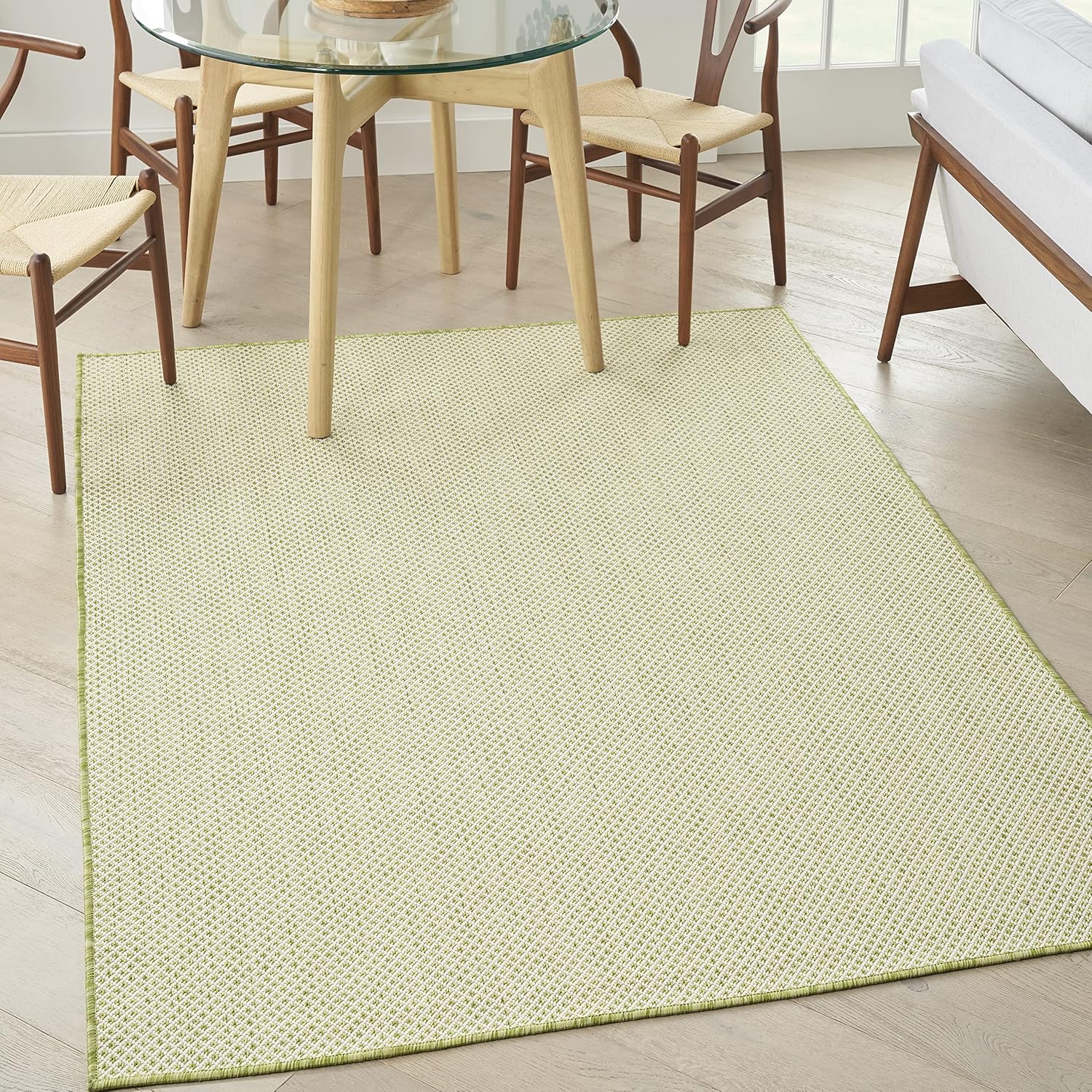 Nourison Courtyard Indoor/Outdoor Area Rug in Ivory Green 6ft x 9ft