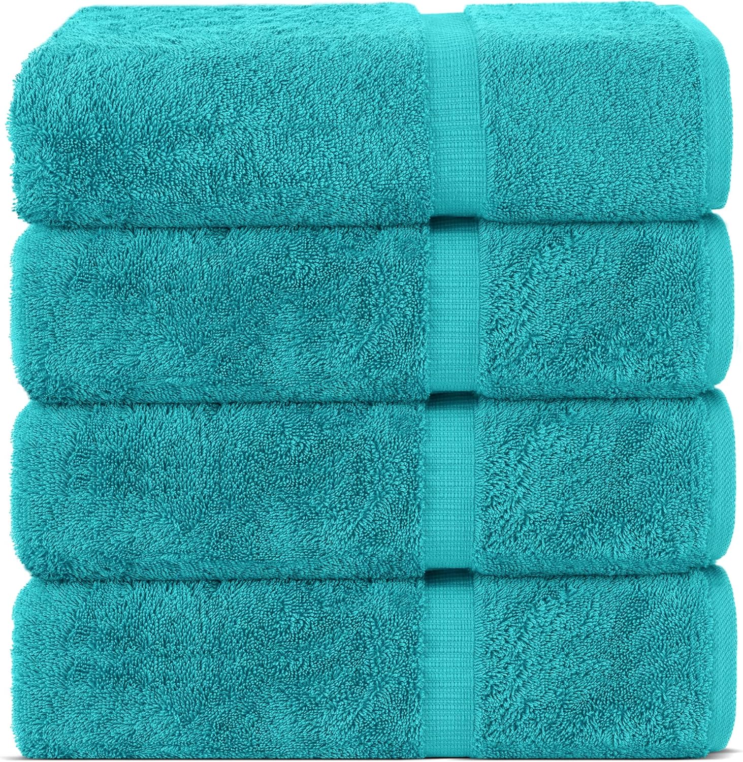 Chakir Turkish Linens Premium Cotton Bath Towels Set of 4 Aqua