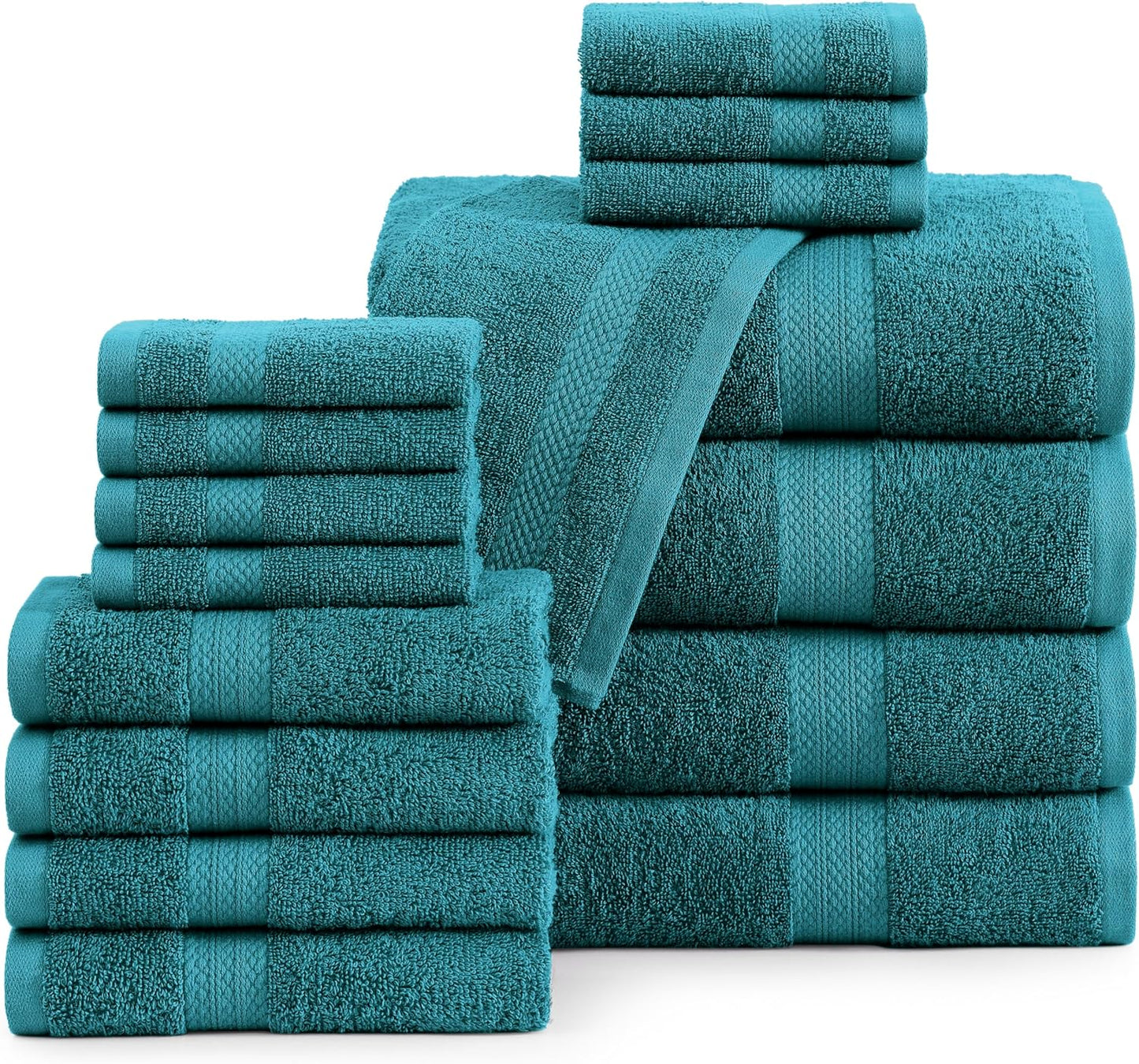 100% Cotton Luxury Bath Towel Set - 16 Pieces for Comfort