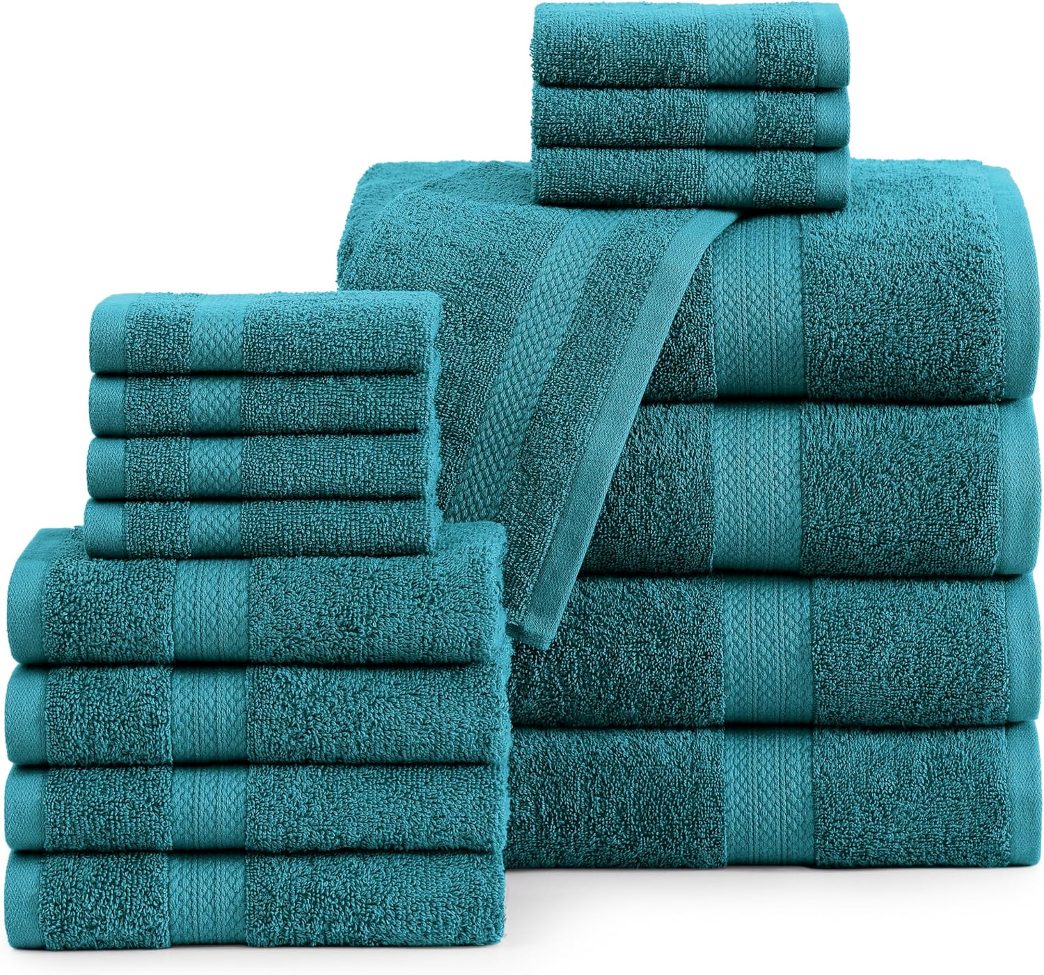 100% Cotton Luxury Bath Towel Set - 16 Pieces for Comfort