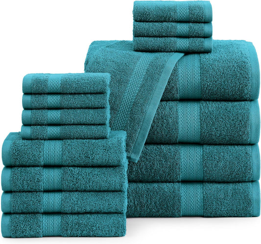 100% Cotton Luxury Bath Towel Set - 16 Pieces for Comfort