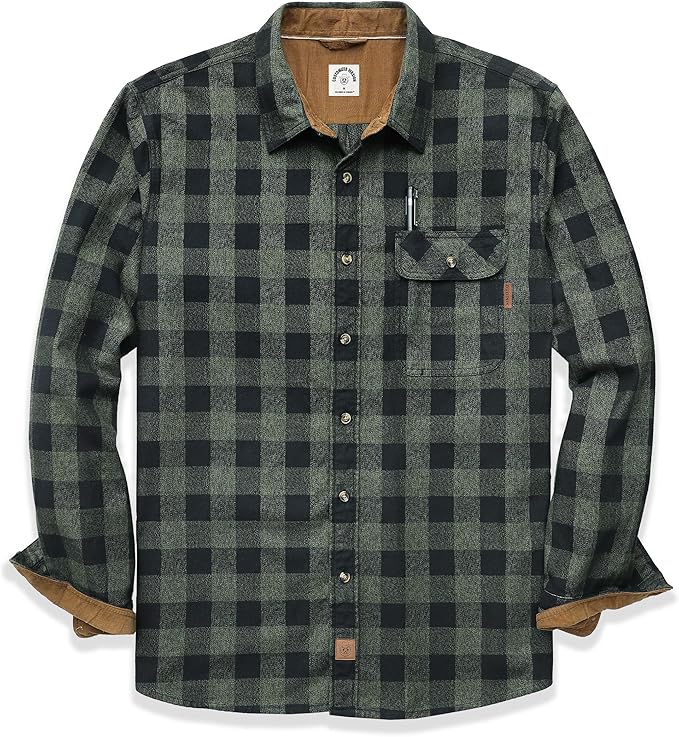 Dubinik Mens Flannel Shirts Long Sleeve Casual Button Down Cotton