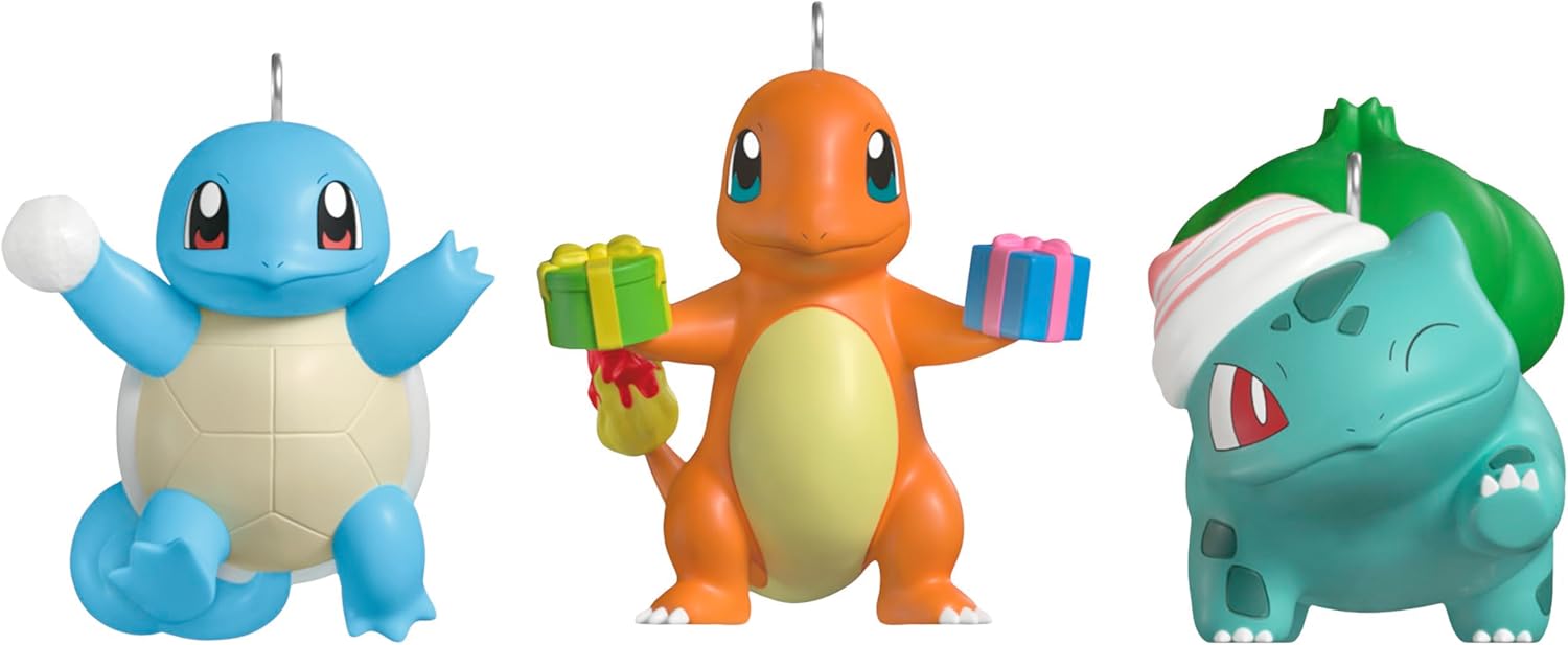 Mini Christmas Ornaments Set of 3 Featuring Pokemon Characters