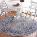 Adirondack 4 ft Round Grey Navy Area Rug - Durable, Non-Shedding
