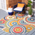 Cabana 5ft 3in Round Area Rug - Blue & Ivory Boho Medallion
