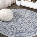 Vintage Filigree Indoor Outdoor Round Area Rug 5 Ft - Durable Patio