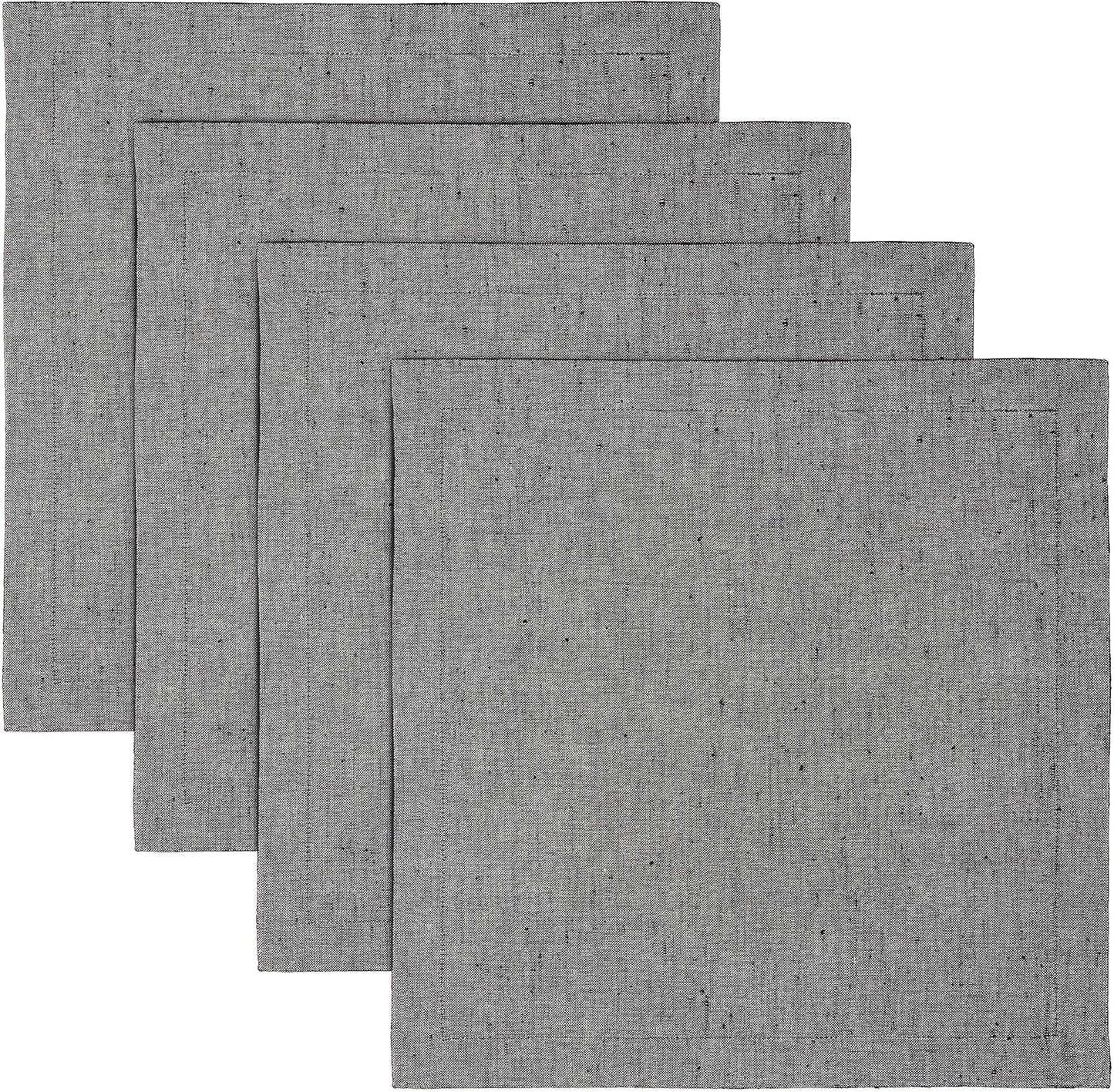 Chambray Black Linen Placemats Set of 4 for Stylish Tablescapes